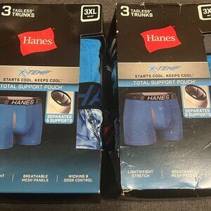 6 NEW PAIRS OF MENS 3XL BOXER BRIEFS BY HANES, X TEMP COOLING W/ SUPPORT POUCH